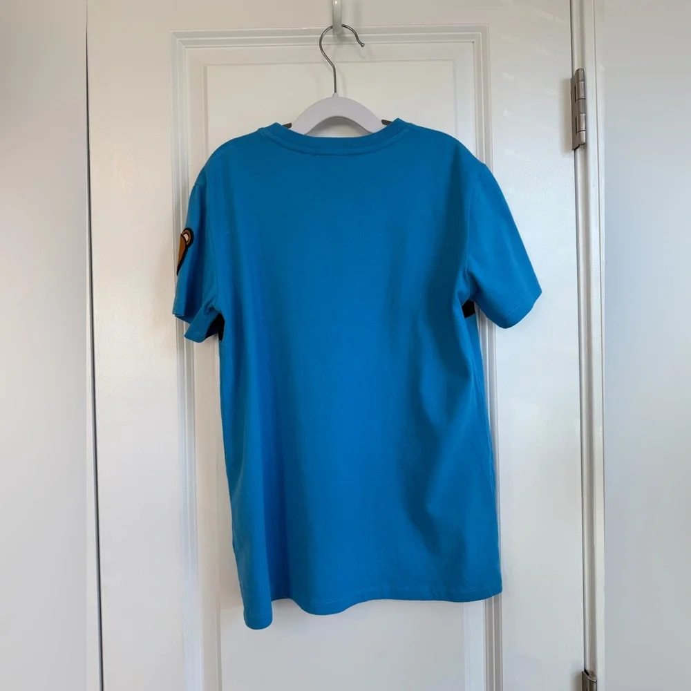 MOSCHINO Teen Logo Bear Tee Blue Black Size 12